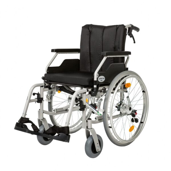 Alumīnija ratiņkrēsls Lightman start plus ar rokas bremzēm pavadonim 51 cm