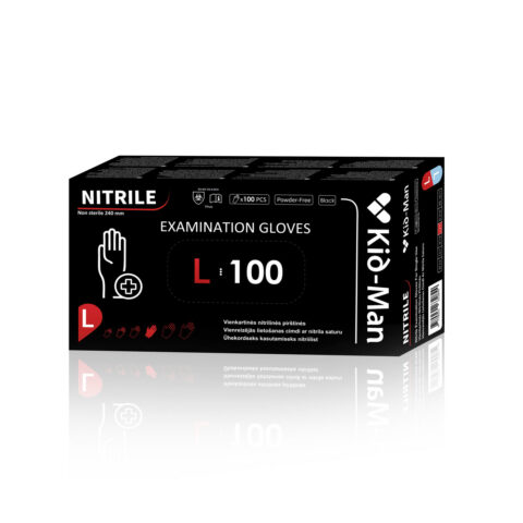 Vienreizlietojamie Nitrila cimdi NIGLL100BK Melni