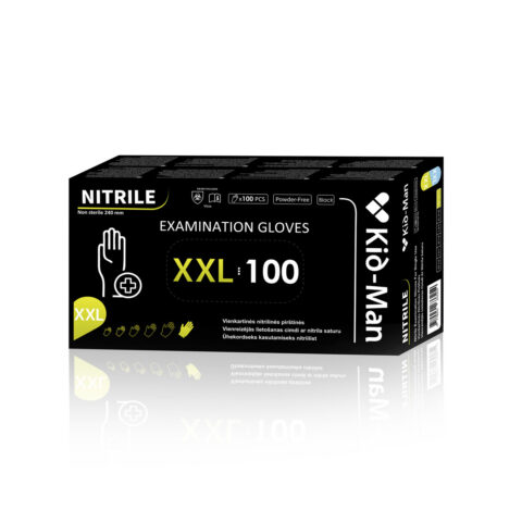 Vienreizlietojamie Nitrila cimdi NIGLXXL100BK Melni