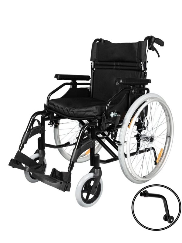 Alumīnija ratiņkrēsls RF-3 ar rokas bremzēm pavadonim 42 cm 135 kg